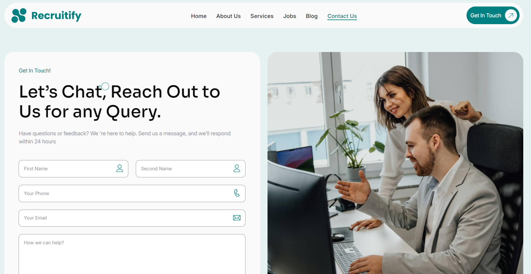 响应式人力资源机构宣传网站模板-如云资源网